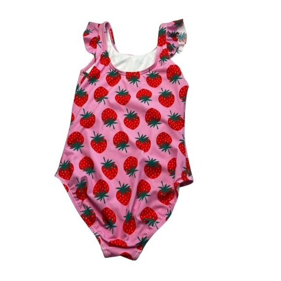 Hanna Andersson Girls Pink Strawberry Print One Piece Swimming Suit Size 12 - Picture 4 of 6